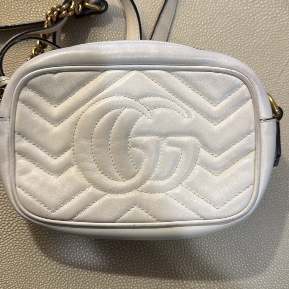 Gucci Mini GG Marmont Chain Shoulder Bag White - Picture 6 of 13